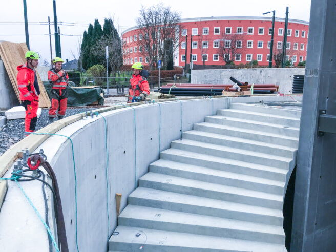 Buet trappeløp prefabrikkert betongelement fra NOBI