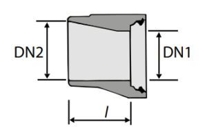 NOBI Basal dimensjonsovergang for betongrør - illustrasjon tegning