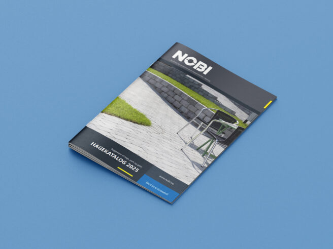 Illustrasjon av NOBI Hagekatalog betongvarer til hage, park og gate